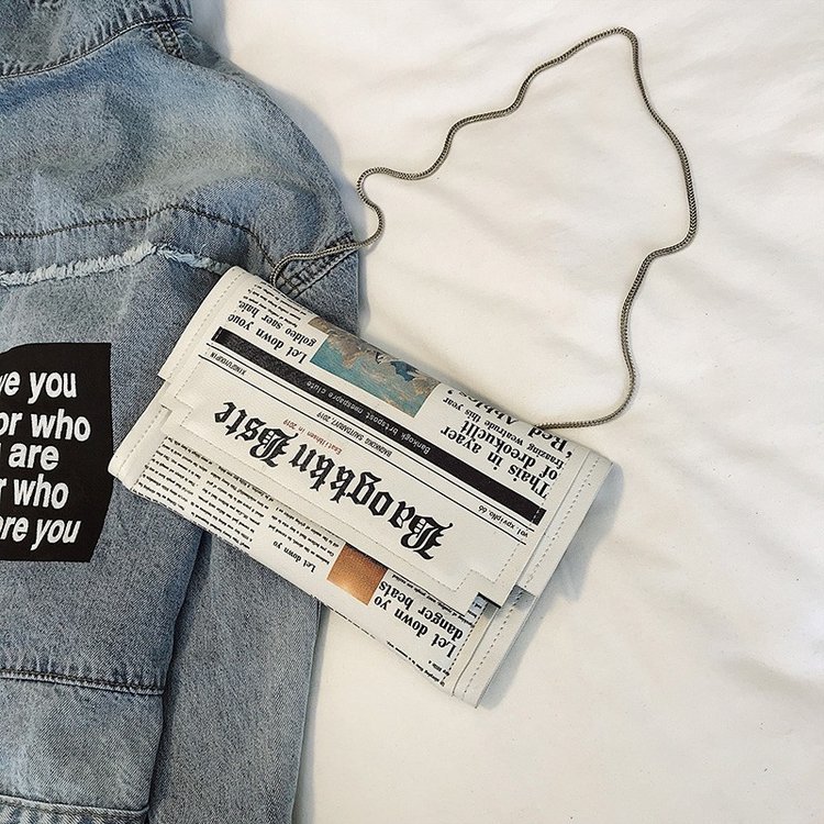 Flap Bag Envelope - หนังสือพิมพ์การสร้างแบบจำลองวันคลัทช์กระเป๋าซองจดหมายกระเป๋าลำลองไหล่กระเป๋ากระเป๋าพร้อมกระเป๋าสตางค์