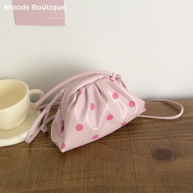 Women'S Bags Everyday - MOODS กระเป๋าถือและกระเป๋าสะพายดีไซน์หรูขนาดเล็กสำหรับผู้หญิงลายจุดหนัง PU น้ำหนักเบากระเป๋าสะพายไหล่ขนาดเล็ก