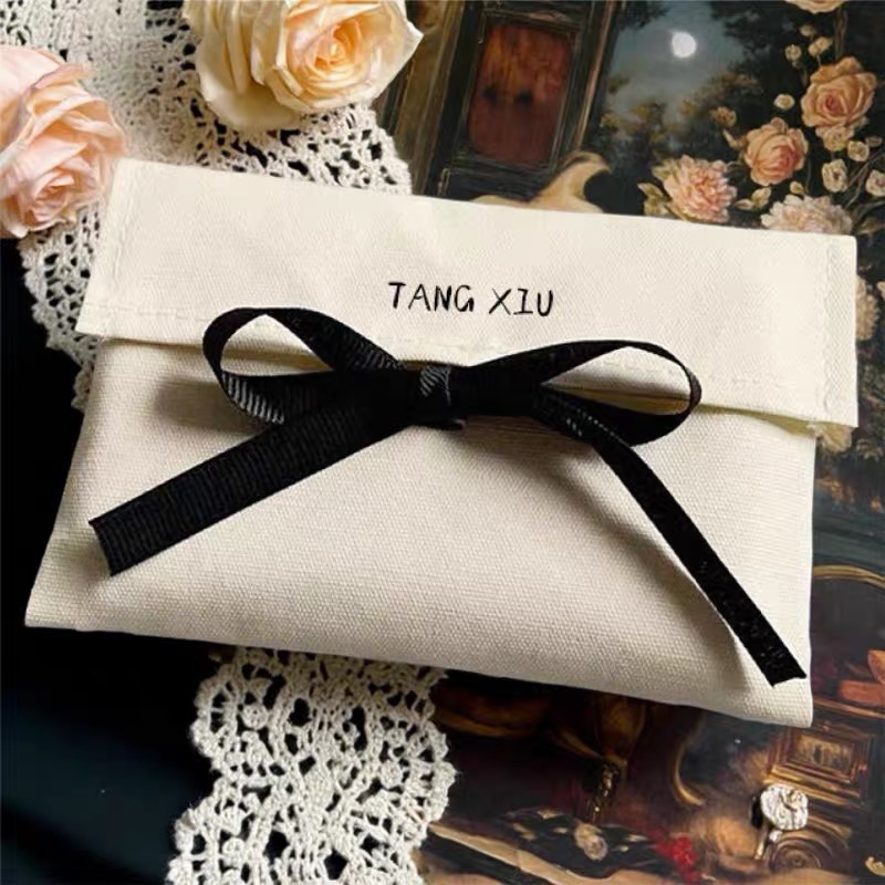 Flap Bag Envelope - ถุงผ้าฝ้ายแบบมีฝาปิดสำหรับใส่เครื่องประดับ ของขวัญวันเกิด โลโก้สั่งทำได้ ถุงบรรจุภัณฑ์งานแต่งงาน ถุงใส่ของชำร่วย ถุงใส่ขนม