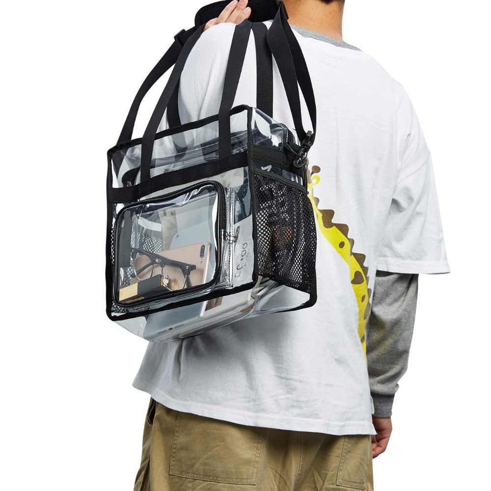 Women Bags For Work - กระเป๋าใสแบบสะพายข้าง ทนทาน ทำจากพลาสติกใส มีช่องซิป ผ่านการตรวจสอบความปลอดภัยสนามกีฬาได้อย่างรวดเร็ว เหมาะสำหรับผู้หญิง