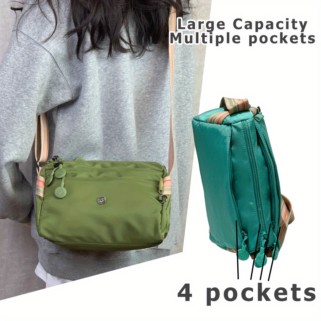 Women Bags Guess - กระเป๋าสะพายข้างไนลอนน้ําหนักเบาเป็นพิเศษสําหรับผู้หญิงสายรัดกว้างปรับได้น้ําหนักเบากระเป๋าสตรีซิปปิดกระเป๋า Messenger มีสไตล์