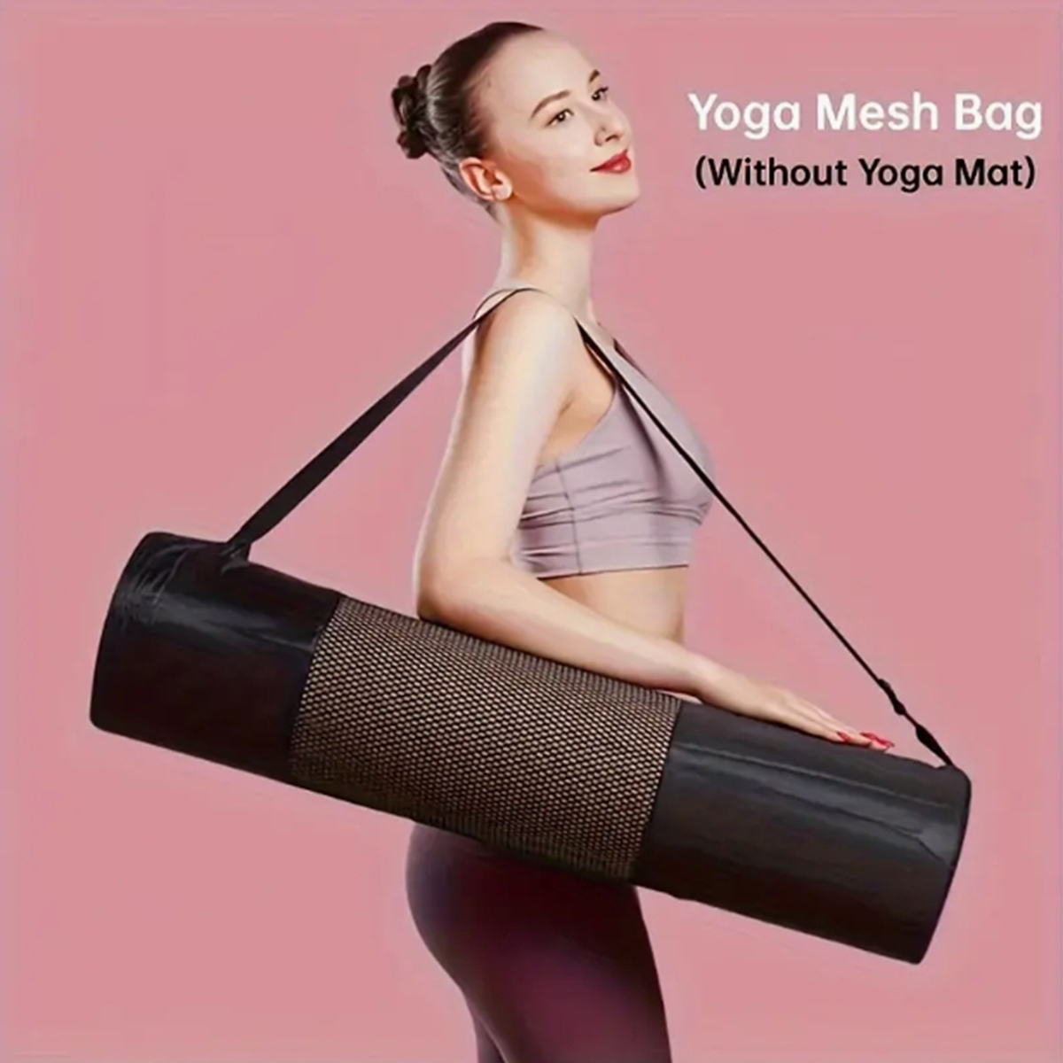 Women Bags Accessories - กระเป๋าตาข่ายใส่เสื่อโยคะแบบระบายอากาศได้ 1 ใบ - ผ้าอ็อกซ์ฟอร์ดทนทาน สีดำ
