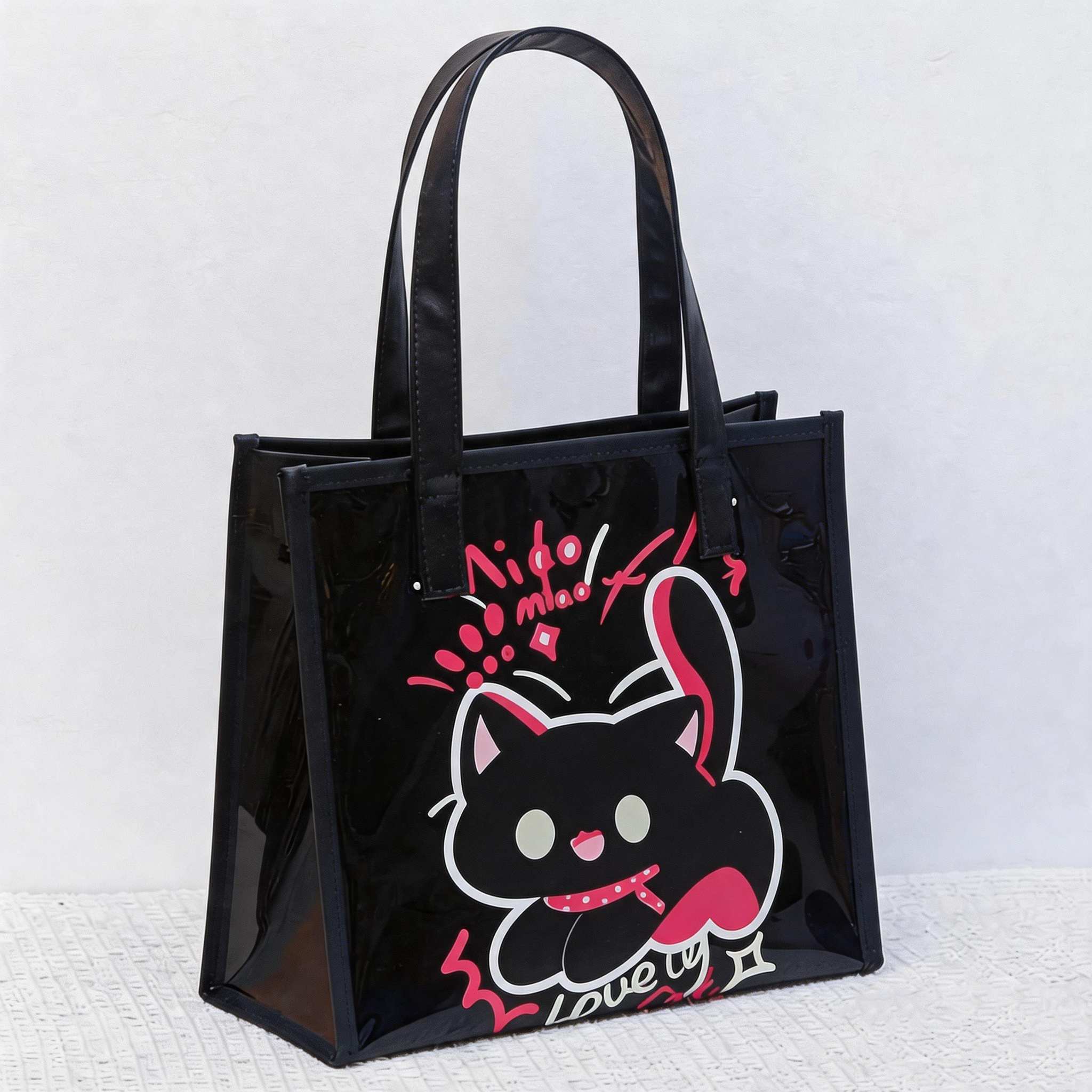 Women Bags Lv - กระเป๋าถือ PVC สำหรับผู้หญิง กันน้ำ ความจุขนาดใหญ่ กระเป๋าสะพายไหล่พร้อมซิปปิด