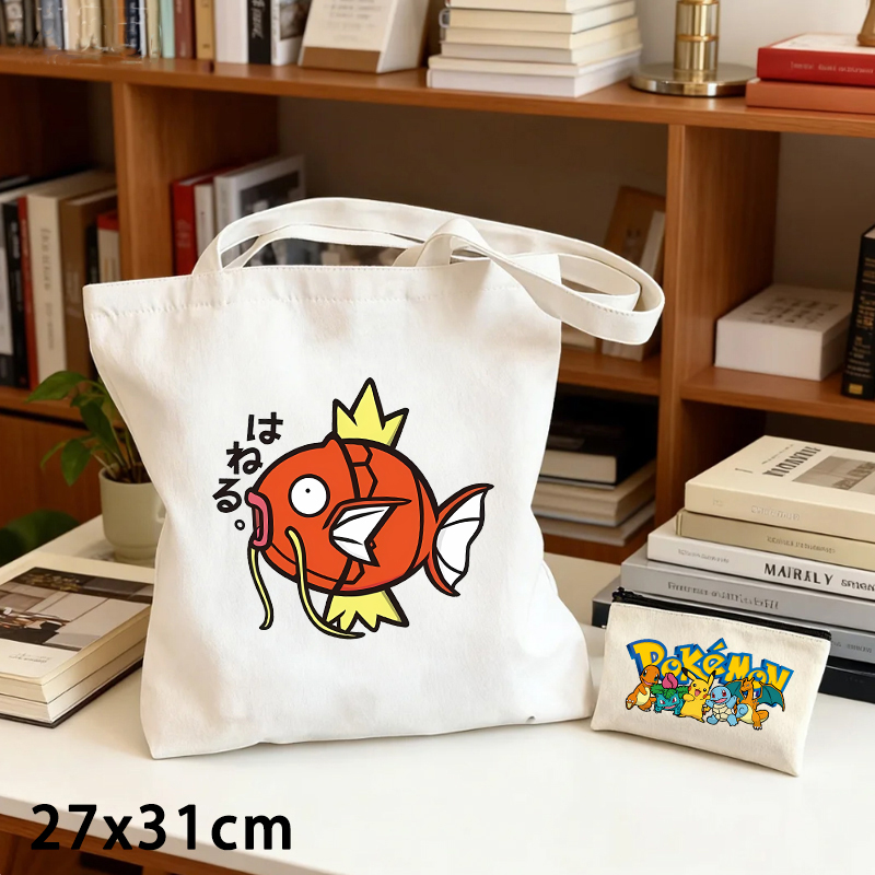 Women'S Bags Handbags - กระเป๋าผ้าแคนวาสลายโปเกมอน 2 ชิ้น และกระเป๋าใส่เหรียญ ชุดน่ารักลายการ์ตูนอนิเมะ กระเป๋าสะพายข้างสำหรับผู้ชายและผู้หญิง