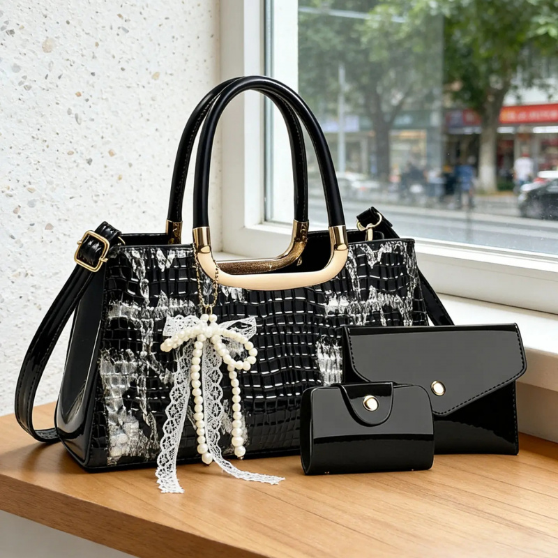 Women Bags Accessories - ชุดกระเป๋าถือสตรี ลายหนังจระเข้ กระเป๋าคลัทช์สำหรับงานกลางคืน กระเป๋าสะพายข้างสำหรับงานปาร์ตี้ เครื่องประดับสตรีระดับไฮเอนด์ ของขวัญสุดเพอร์เฟกต์
