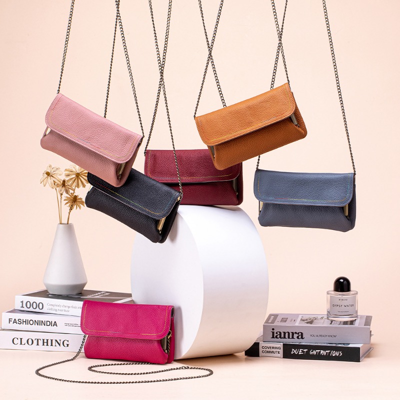 Flap Bag Envelope - กระเป๋าคลัทช์และกระเป๋าสะพายข้างหนังแท้สำหรับผู้หญิง, กระเป๋าทรงซองพร้อมสายโซ่, กระเป๋าสตางค์ความจุขนาดใหญ่พร้อมช่องใส่โทรศัพท์มือถือ
