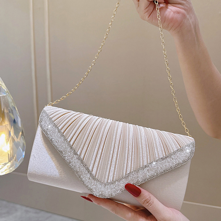 กระเป๋าคลัทช์ผ้าซาตินจีบแบบแฟช - Flap Bag Envelope บทวิจารณ์และราคา