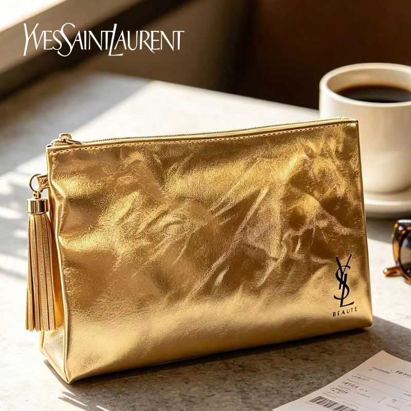 กระเป๋าเครื่องสำอาง YSL สีทอง, - Women Bags Waterproof บทวิจารณ์และราคา