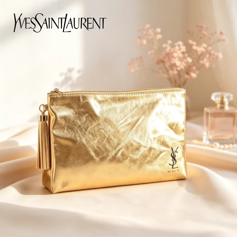 กระเป๋าเครื่องสำอาง YSL สีทอง, - Women Bags Waterproof บทวิจารณ์และราคา