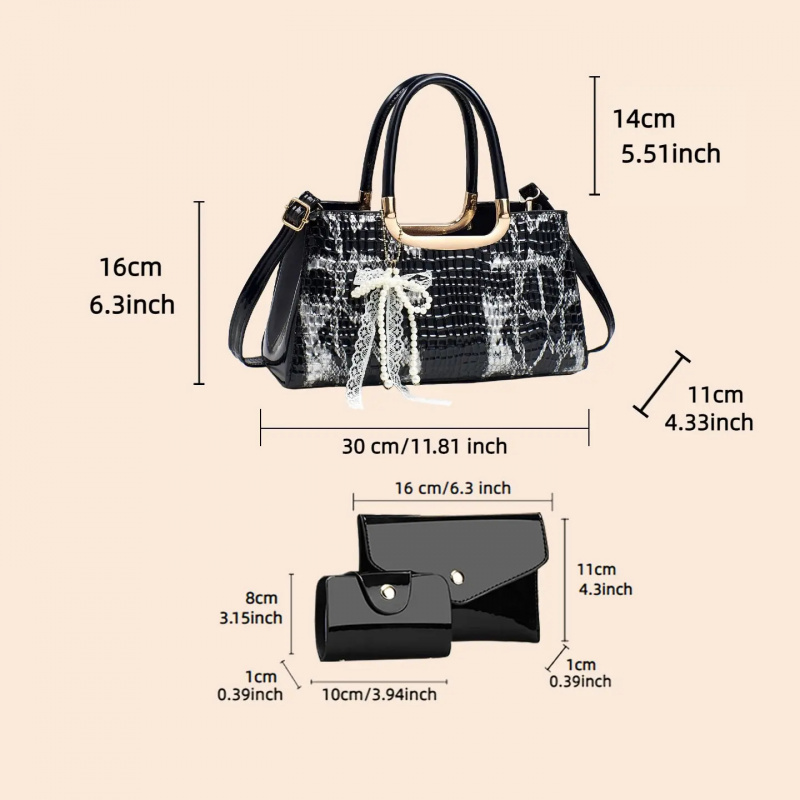 ชุดกระเป๋าถือสตรี ลายหนังจระเข - Women Bags Accessories บทวิจารณ์และราคา