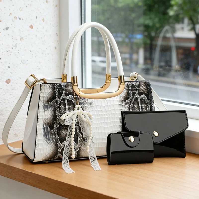 ชุดกระเป๋าถือสตรี ลายหนังจระเข - Women Bags Accessories บทวิจารณ์และราคา