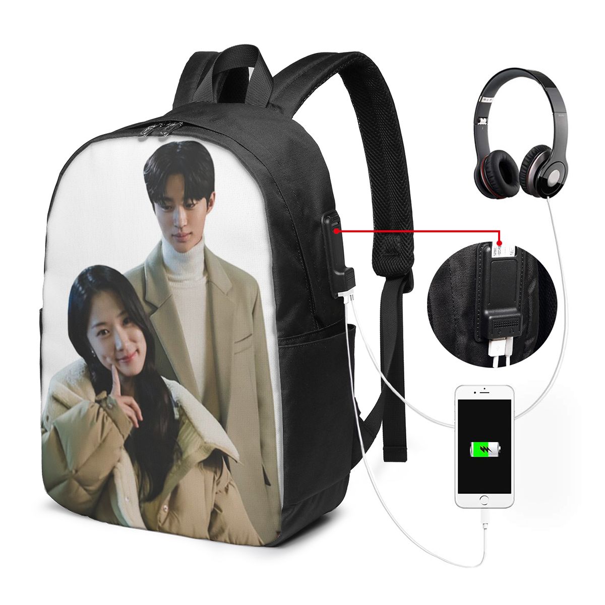 กระเป๋าเป้สะพายหลังลายแฟนอาร์ต - Women Bags Laptop บทวิจารณ์และราคา