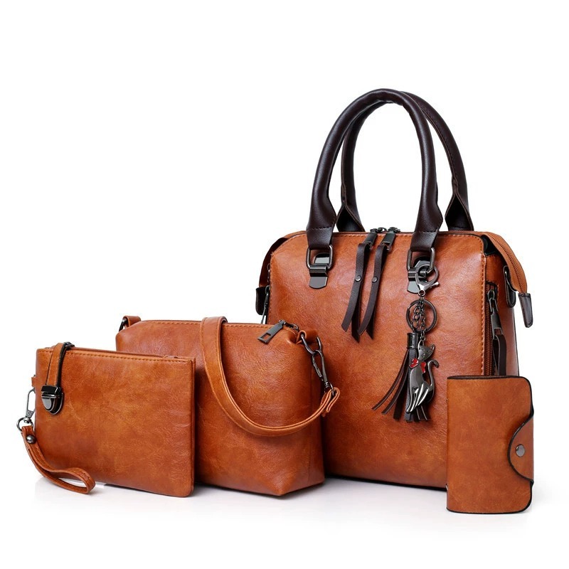 ชุดกระเป๋าสีพื้น 4 ชิ้น พร้อมพ - Women'S Bags Handbags บทวิจารณ์และราคา